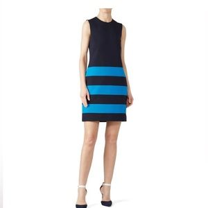 NWOT  VICTORIA BECKHAM Striped Blue Black Shift Dress Size 6  MSRP $585